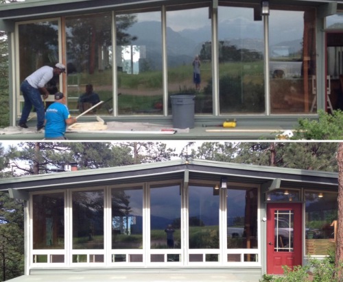 Stunning floor-to-ceiling window installation with Colorado mountain views
